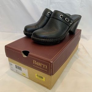 Born Black Leather Clogs/Mules size 8